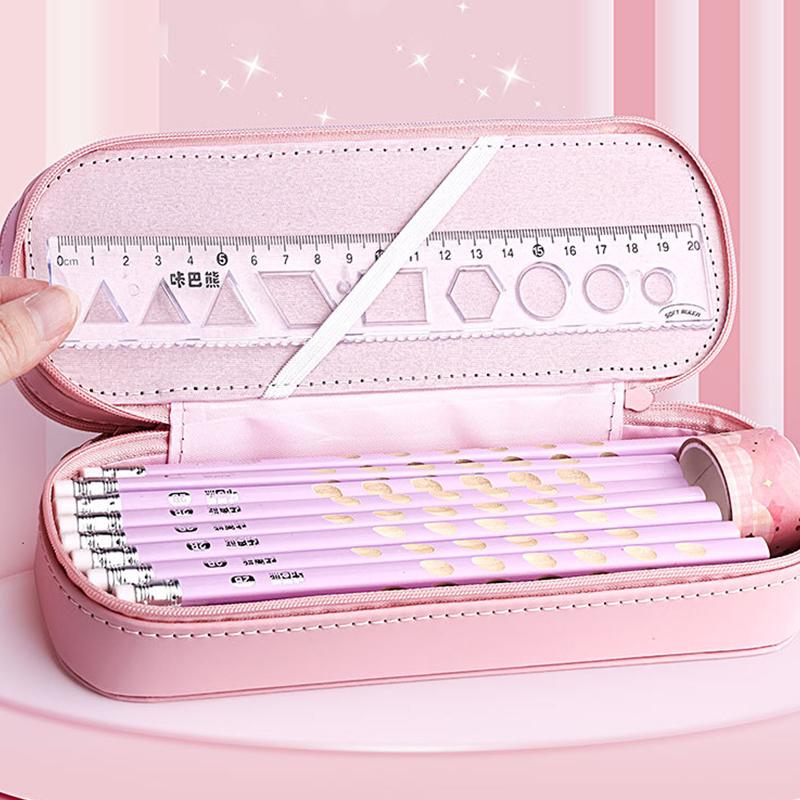 3D Astronaut Pencil Case Boys Stationery New Popular Student Double-Layer Large Capacity Waterproof Pink Rabbit