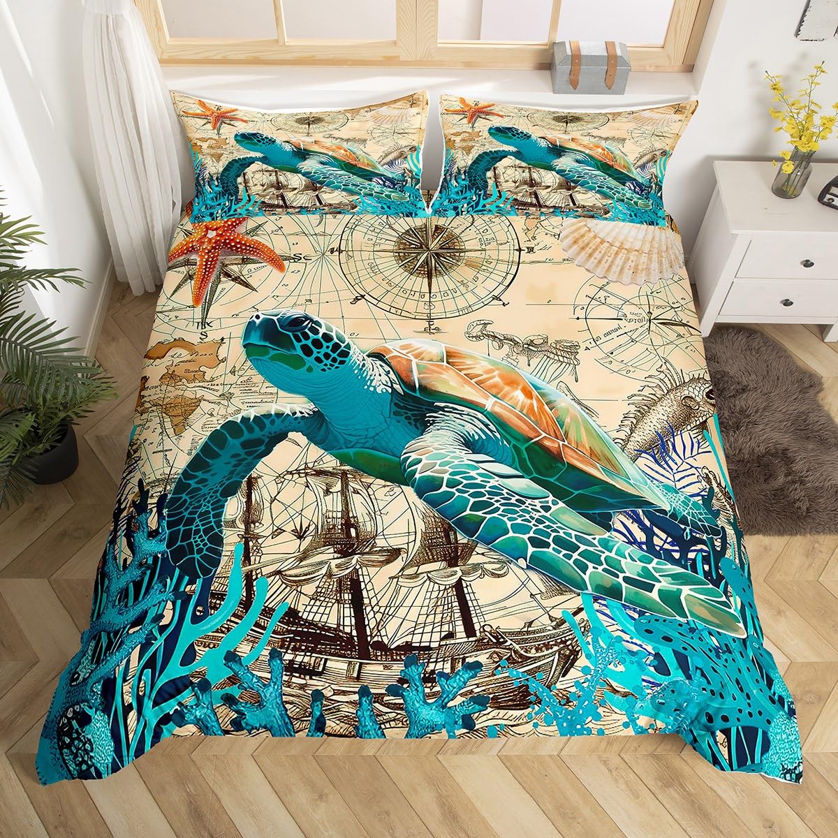 

Compass Duvet Covers For Teens Queen Twin Size Lightweight Down Quilt Covers Room Decor 2 Pillowcases 1 Duvet Cover No Comforter EU Single(135x200cm)