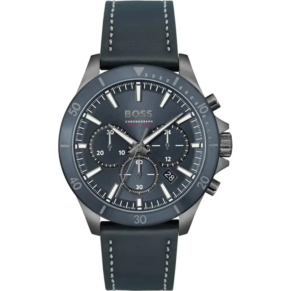 BOSS Troper Blue Leather Men s Quartz Watch 1514056 синий
