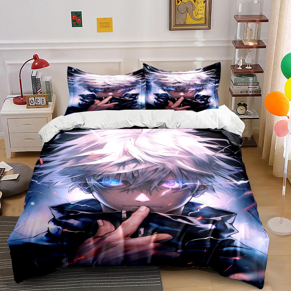 "White-Haired Anime Character Lightning Art Bedding set (1 duvet cover, 2 pillowcases, duvet not included) sofas"