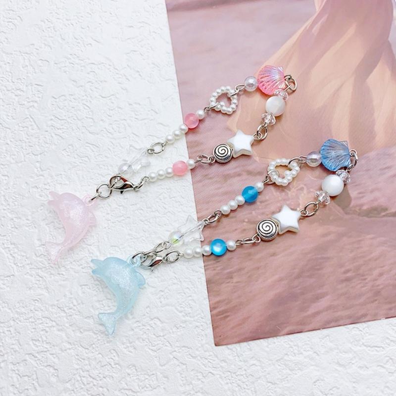 Handcrafted Dolphin Pendant Bracelet Cute Star Beaded Wristband Adjustable Chain Aesthetic Jewelry Gift for Women Girls