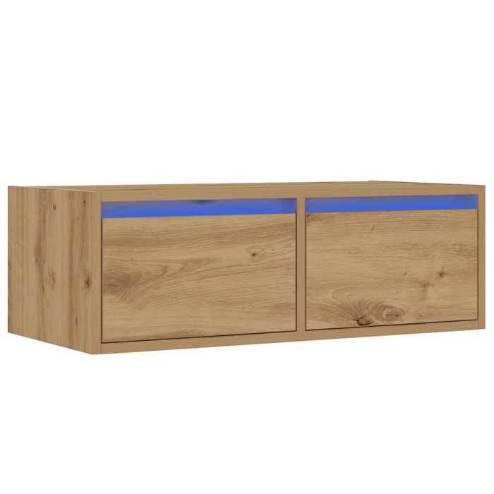 VidaXL Meuble TV avec lumières LED chêne artisanal 75x35,5x25 cm, meuble hifi, centre de divertissement, armoire TV, meuble 860237