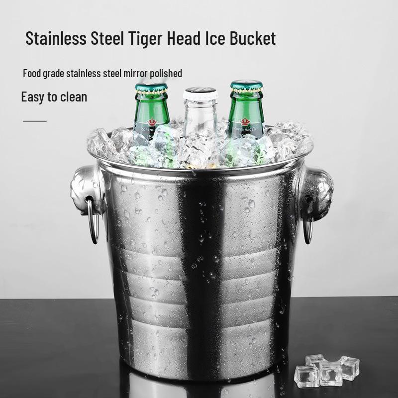 Stainless Steel Tiger Head Ice Bucket for Champagne, Beer, and Wine – Ideal for Bars and KTV.