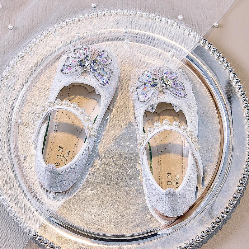 Herbst 2025 Koreanischer Stil Glänzende Prinzessinnen-Mädchenschuhe mit geschlossenem Zeh und weicher Sohle für Bühnenauftritte