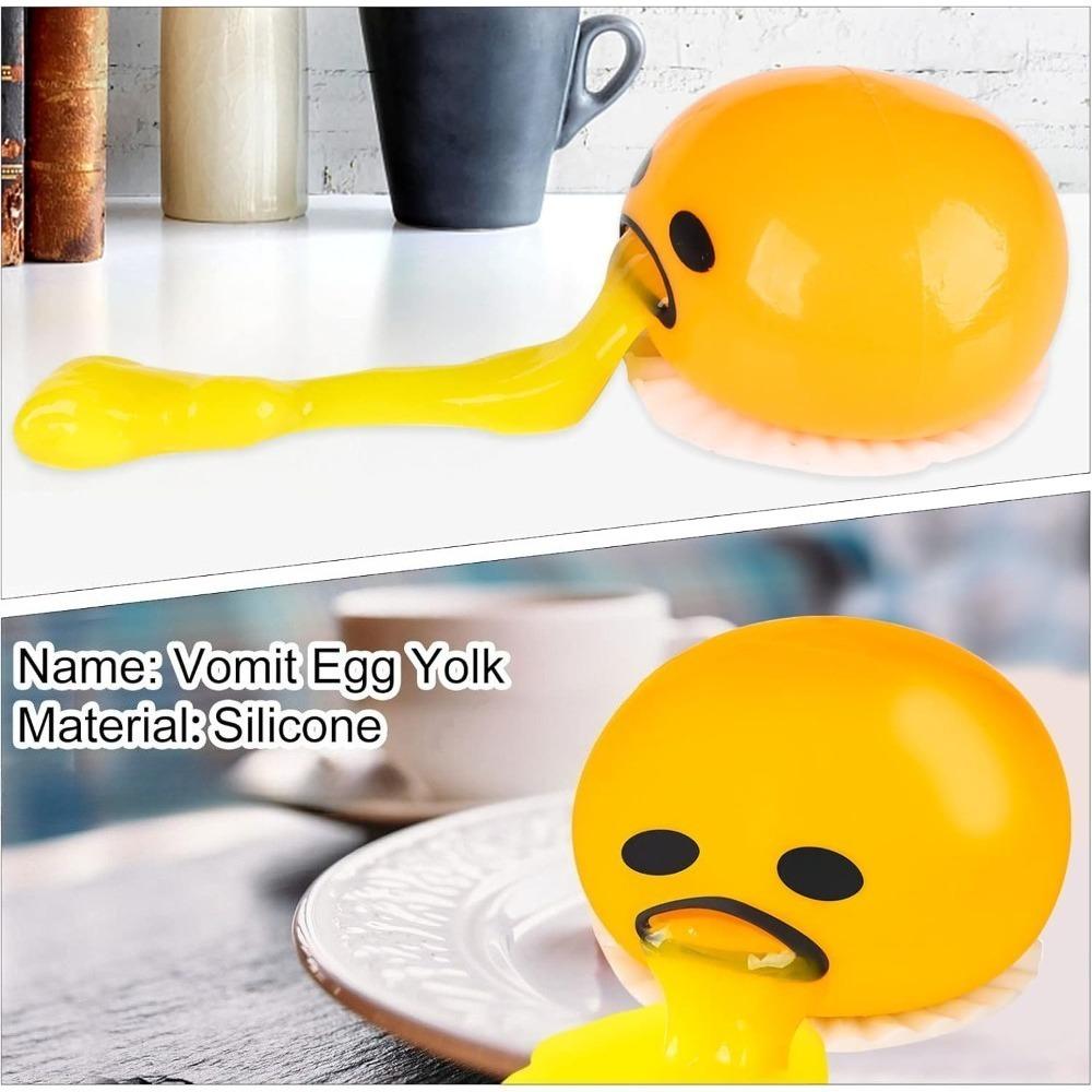 2pcs Funny Vomiting Egg Yolk Stress Ball - Squeeze Toy for Anxiety Relief, Squishy Fidget Sensory Toy for Kids & Adults Gag Gift