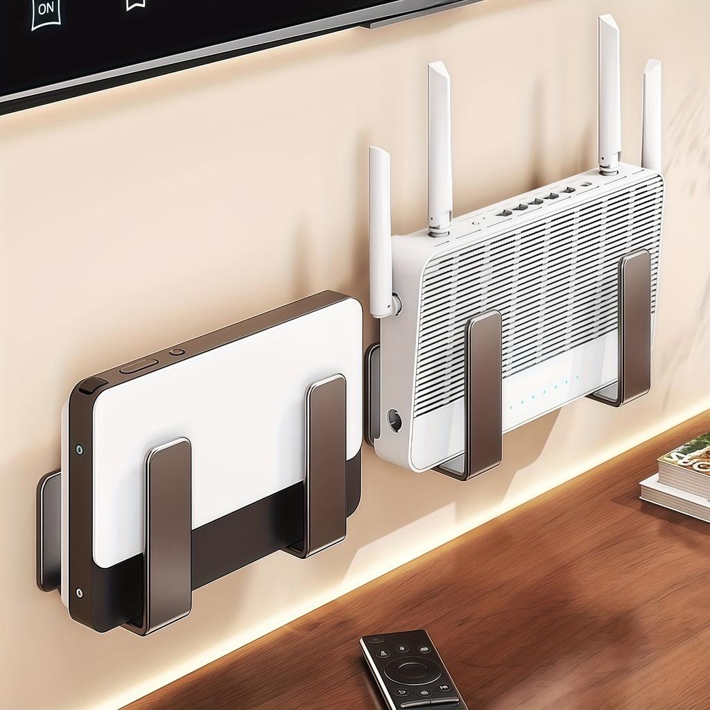 6pcs Router Placement Rack No-Drill Save Space Easy To Install Durable Wall Mounted Socket Fixed Bracket Cutting Board Rack