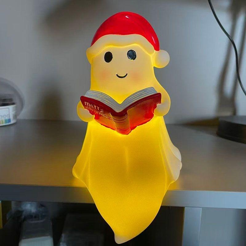 Cute Ghost Reading Book Lamp Ornament Book Lovers Halloween Night Light Adorable Ghost Night Light For Bedroom Halloween Decor
