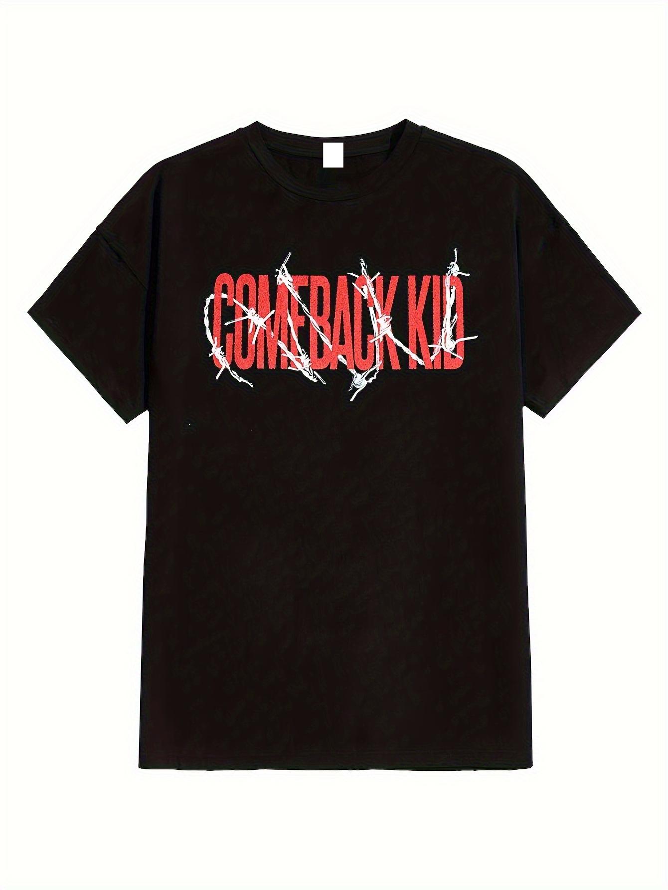 

Men S Black T-Shirt with Red Graphic Design - Vintage Street Style Crewneck Tee S
