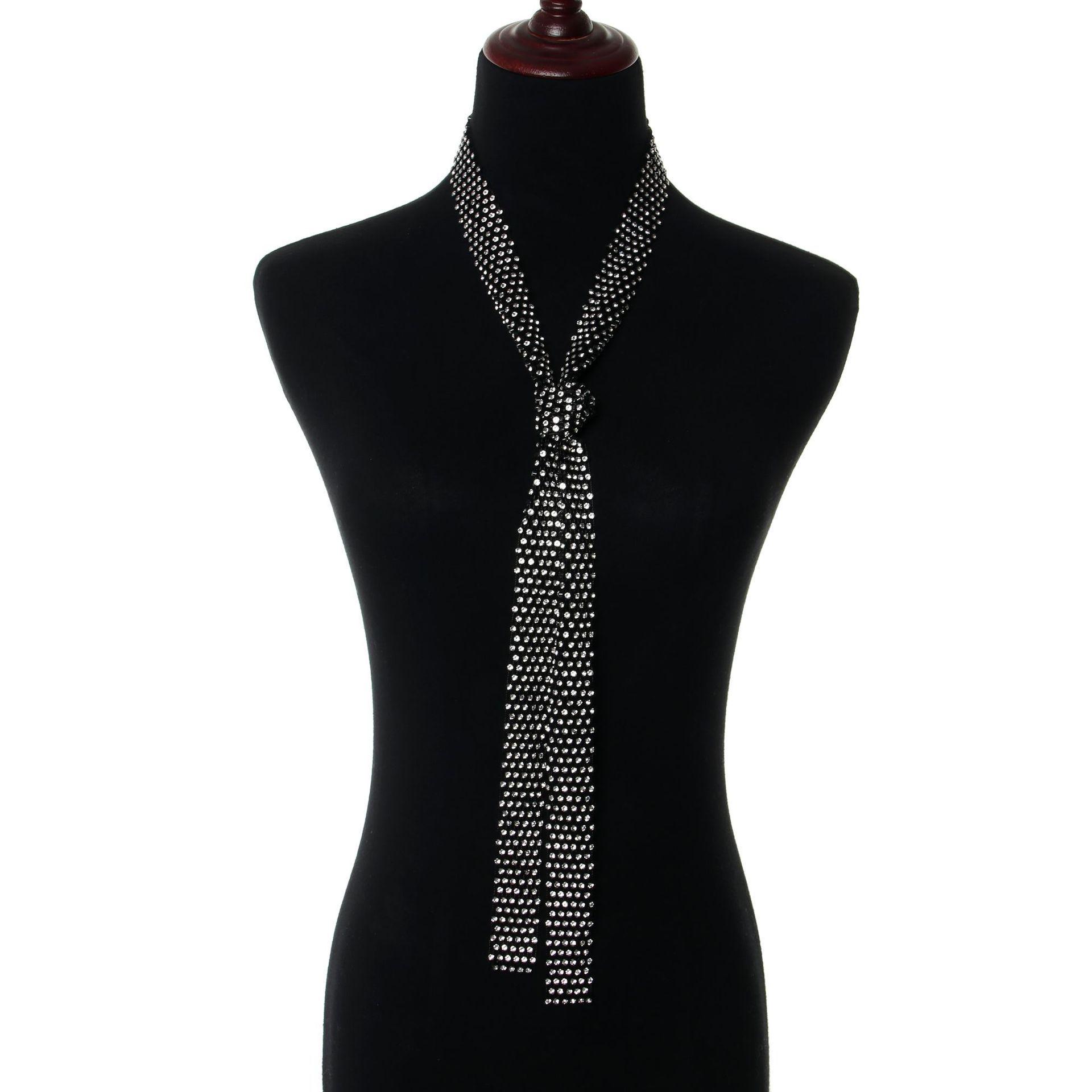 

Европейский и американский галстук-сетка со стразами - Модный аксессуар для ночного клуба с пайетками, 130 см