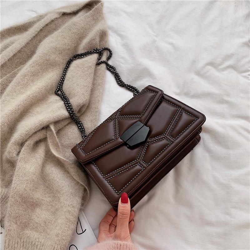 2023 Summer Women's Crossbody Square Bag: Fashionable Studded Single Shoulder Chain Bag