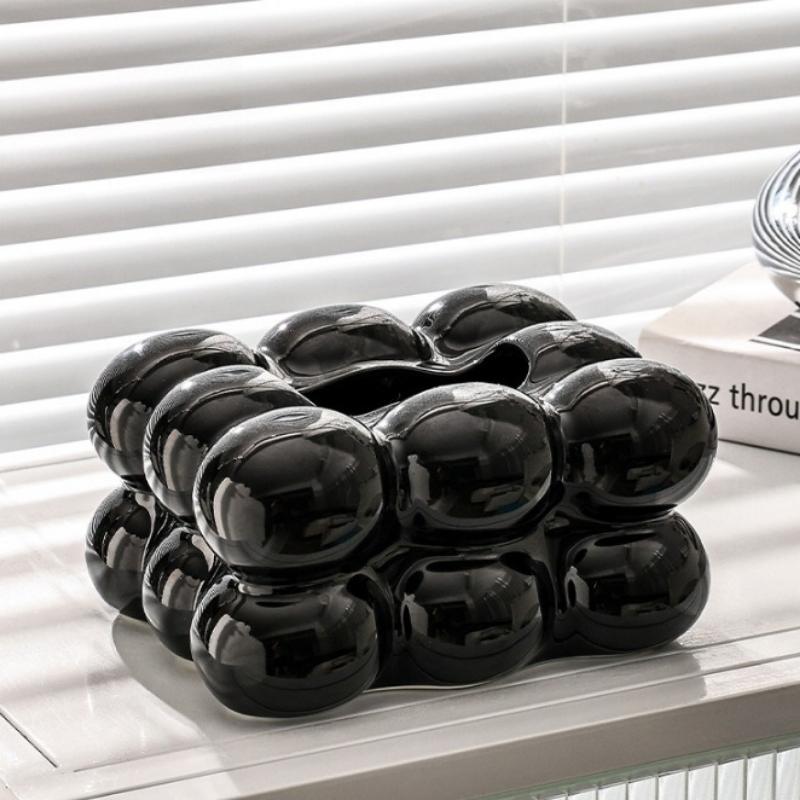 Bubble Shaped Tissue Box Modern Artistic Tissue Holder for Home Decor High End Dining Table Ceramics Affordable Luxury
