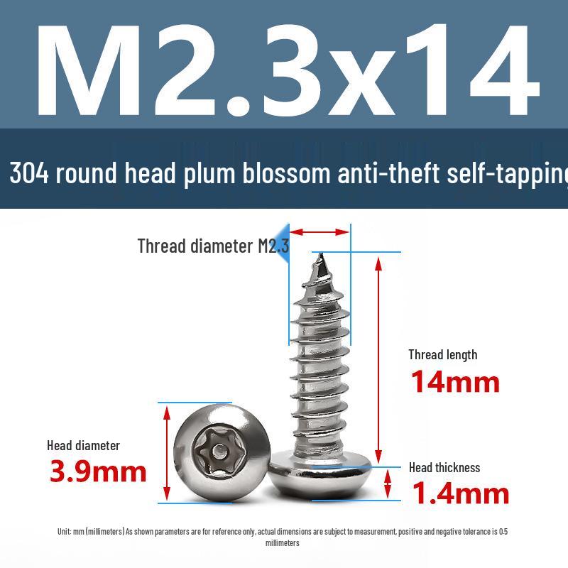 Yigu 304 Anti-Theft Torx Pin Self-Tapping Screws: M2-M5 Round Head, Mushroom Head, Pointed Tail Wood Screws