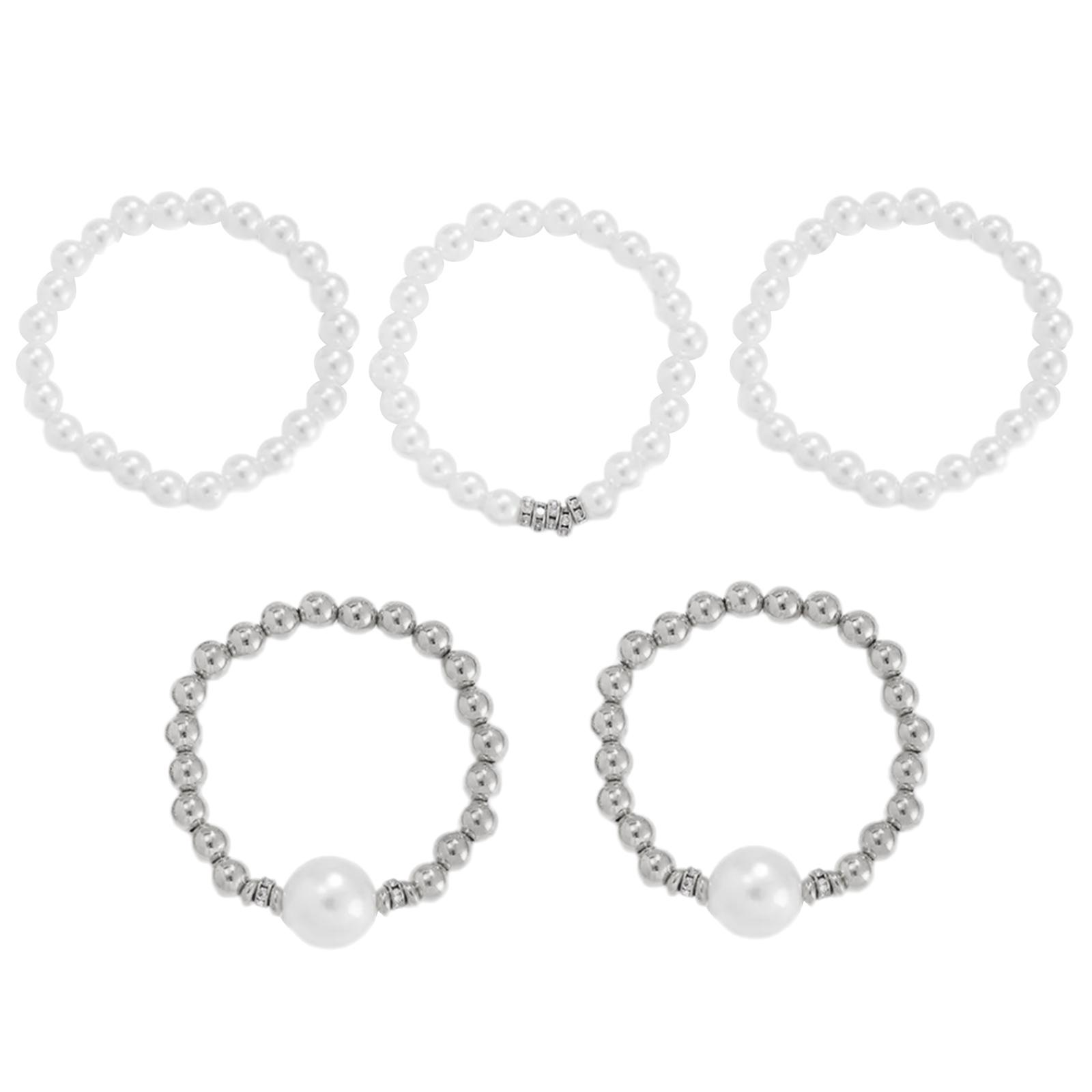 

Модный браслет из искусственного жемчуга, штабелируемая цепочка на руку, регулируемая длина, стильный аксессуар для повседневного ношения серебряный