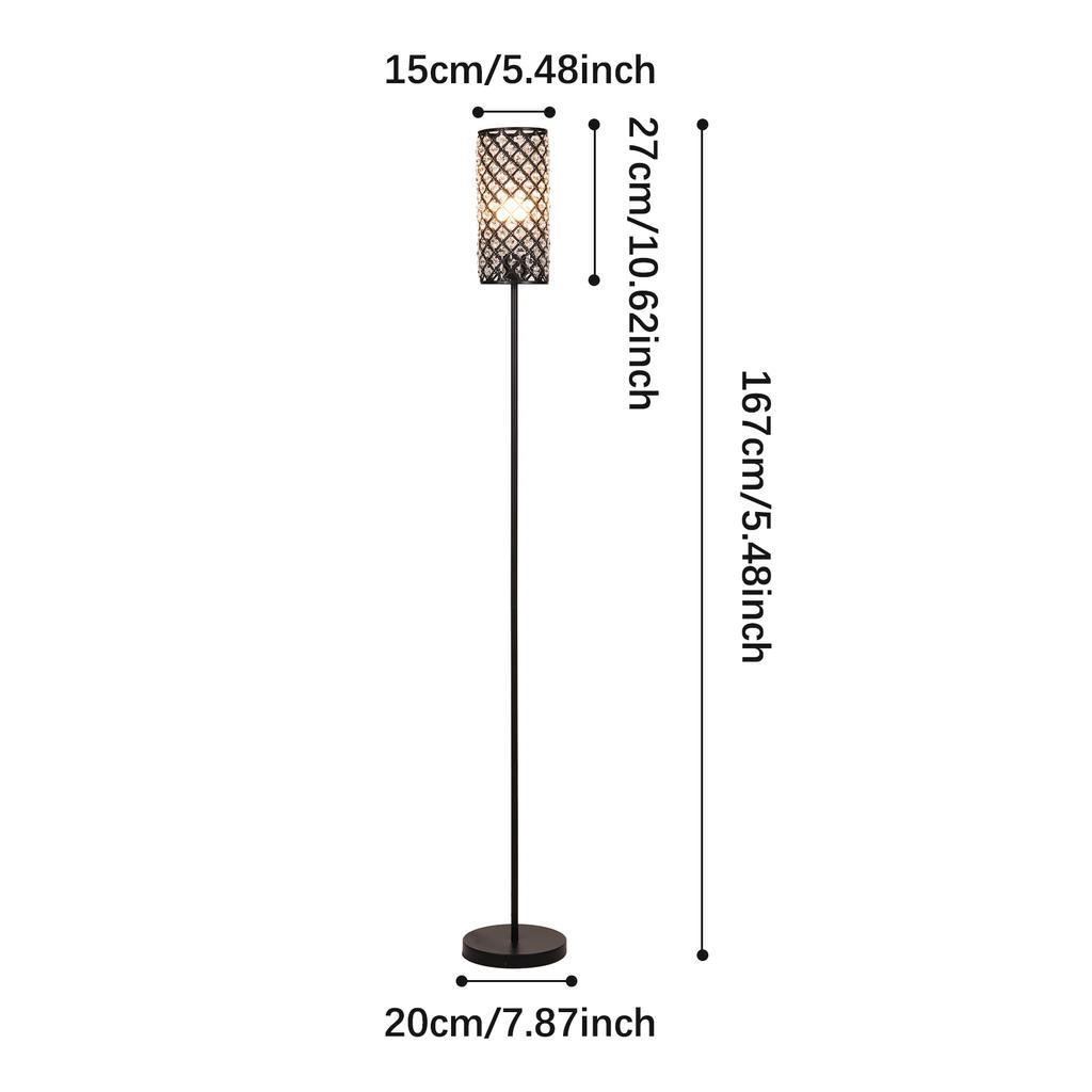 Modern Minimalist Floor Lamp Crystal Lampshade Standing Lamp 3 Color Temperatures Tall Lamp with