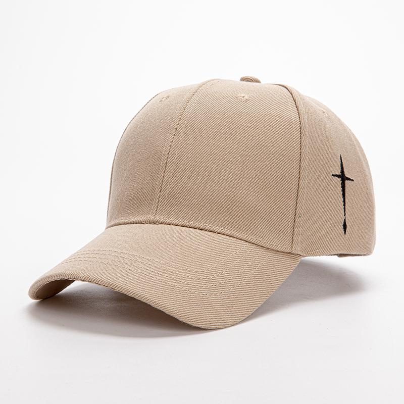 

1Pc Korean solid color cross embroidered fashionable men s and women s baseball cap Adjustable хаки
