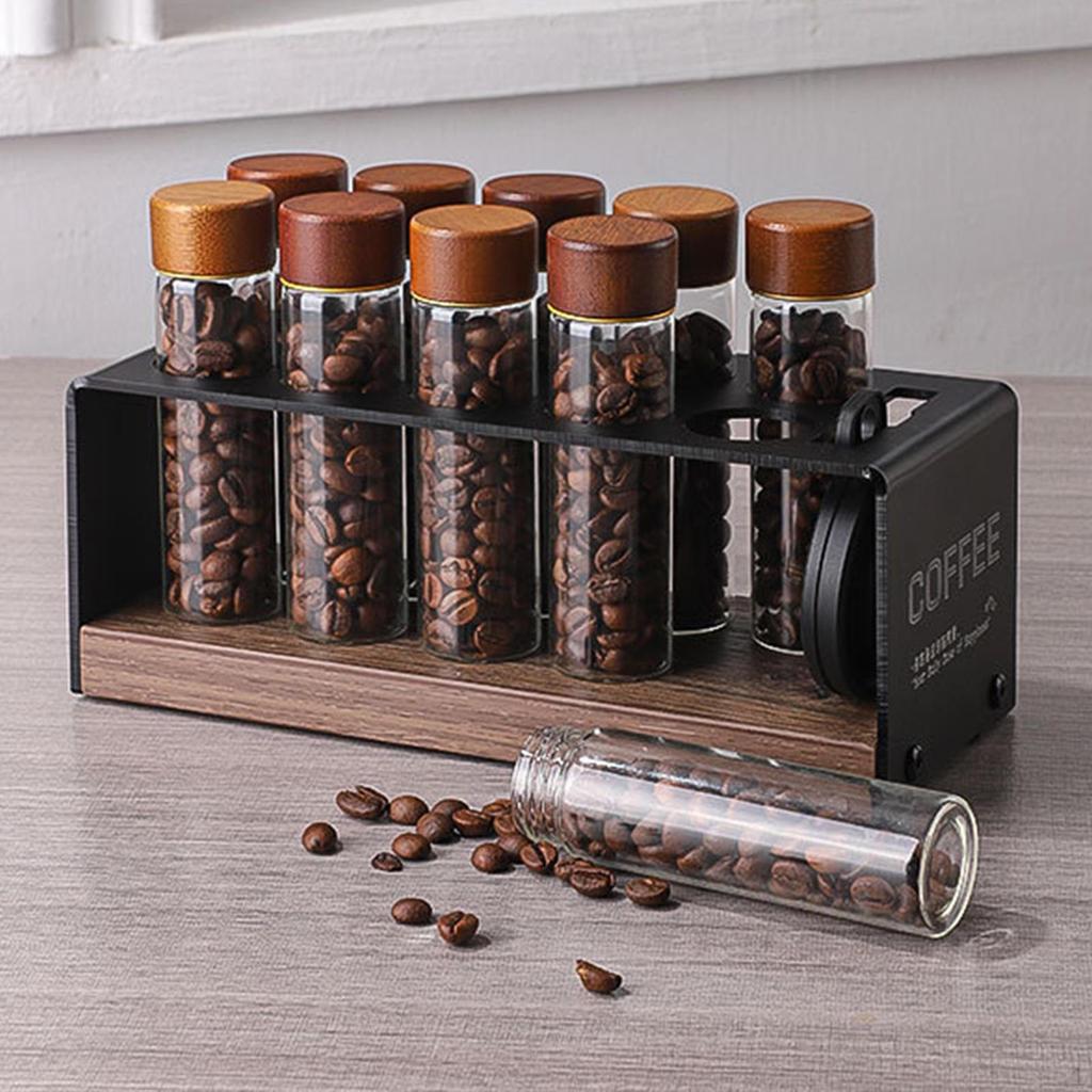 Coffee Bean Glass Tube Holder Dispenser 8.5inchx3.5x3.2inch for Efficient Portion Control
