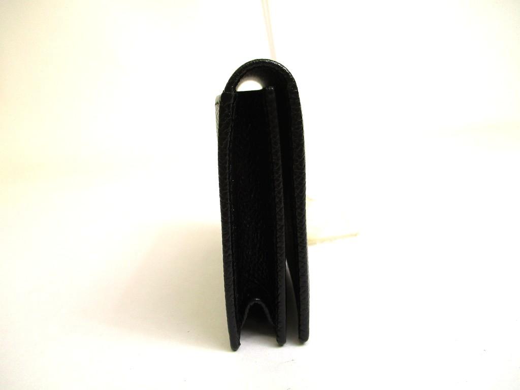 Authentic BVLGARI Black Grain Calf Leather Business Card Case Card Holder #a971  Pre-owned