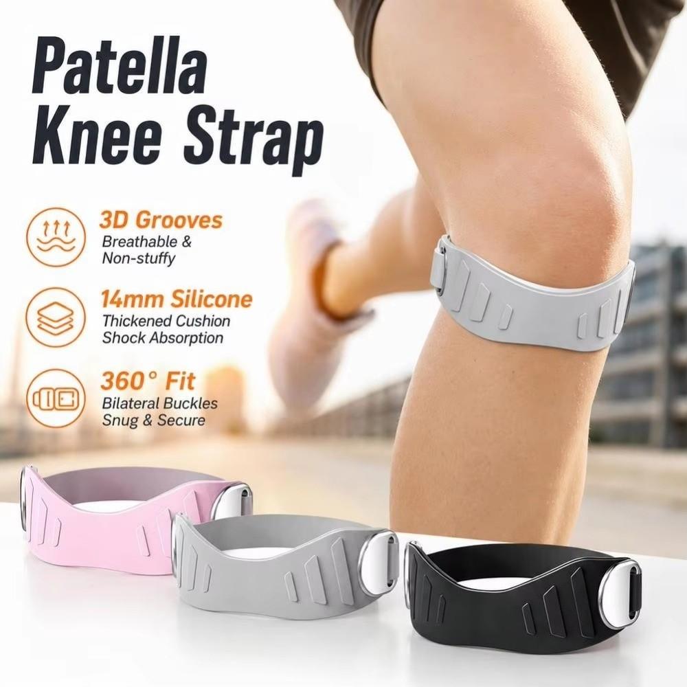 1 Pair Silicone Patella Knee Strap Adjustable Knee Brace Support Band for Running Basketball