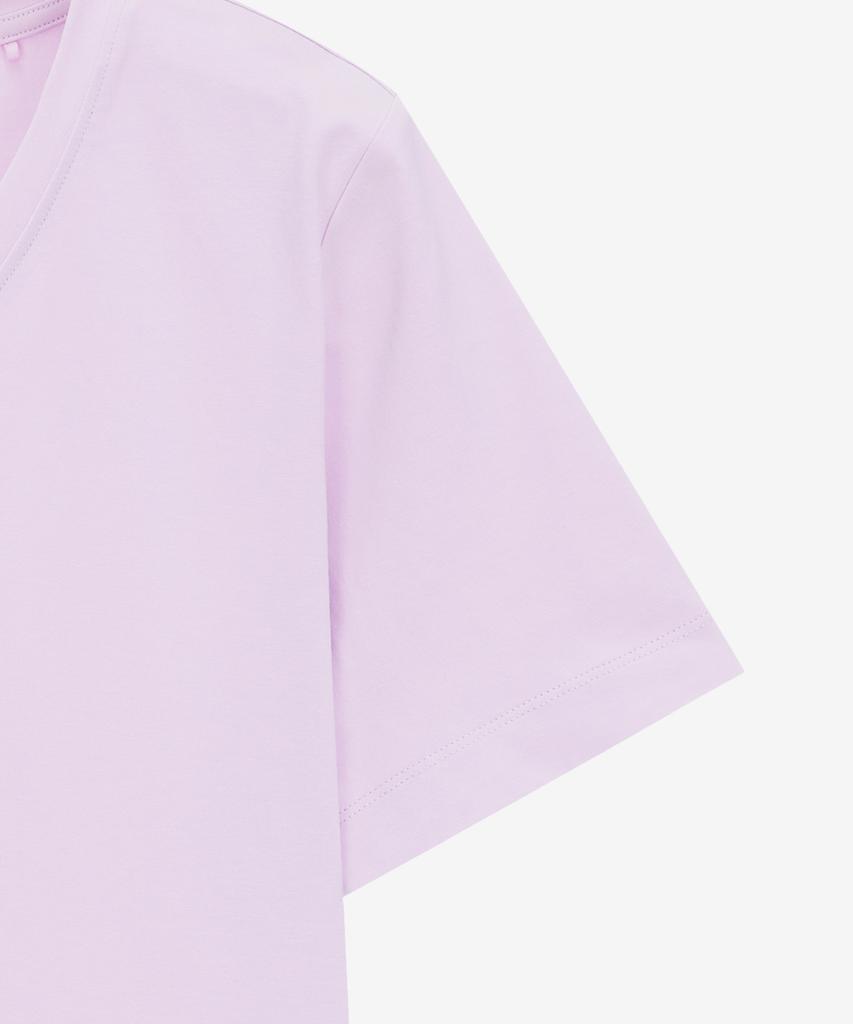 BASIC HOUSE Women'S V-Neck Stretch Slim Fit Short Sleeve T-Shirt Lavender Lats0204 (B Type)