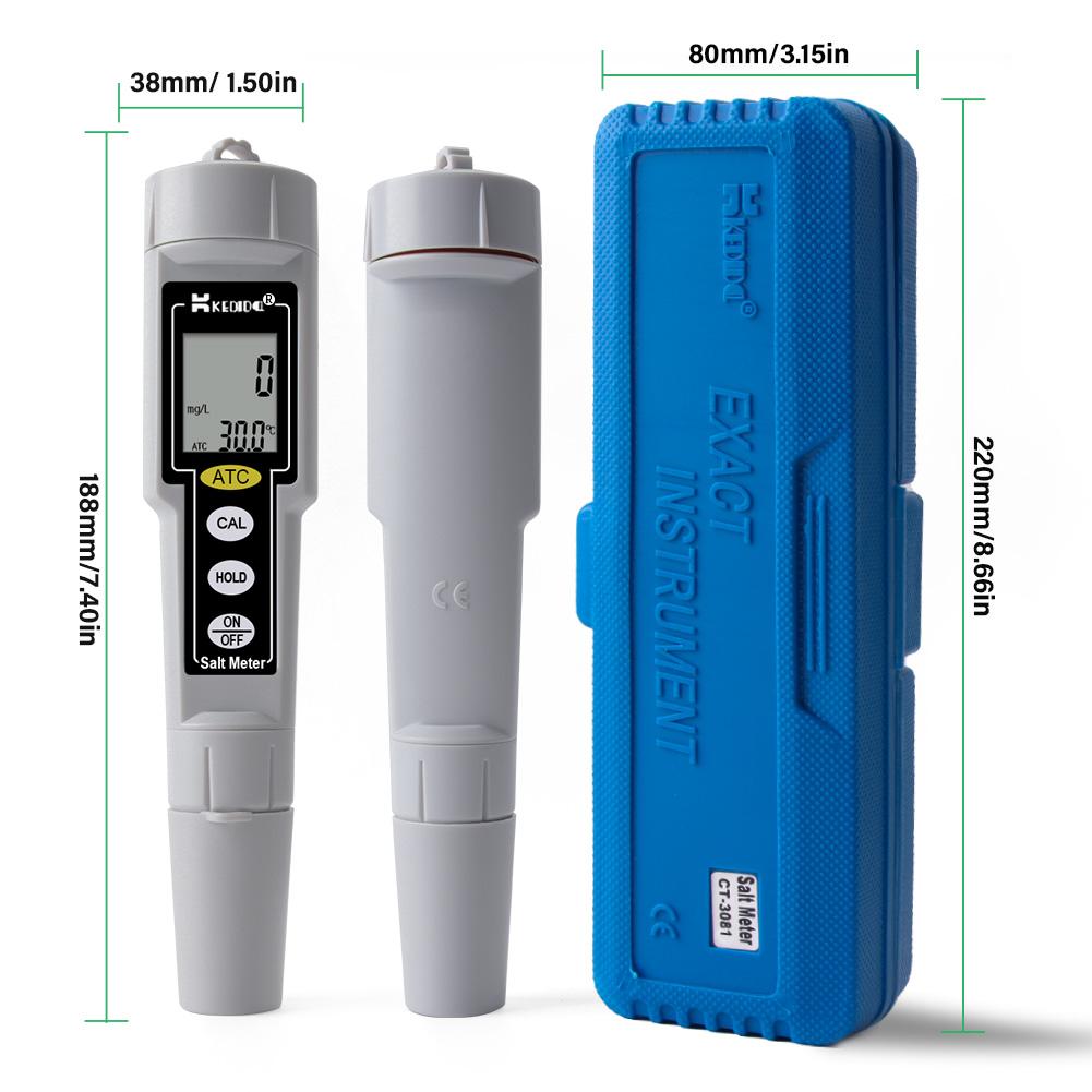 Digital Salinity Tester Meter Water Quality Monitor With ATC For Aquarium Pool Drinking Water Lab Temperature Measuring Tool
