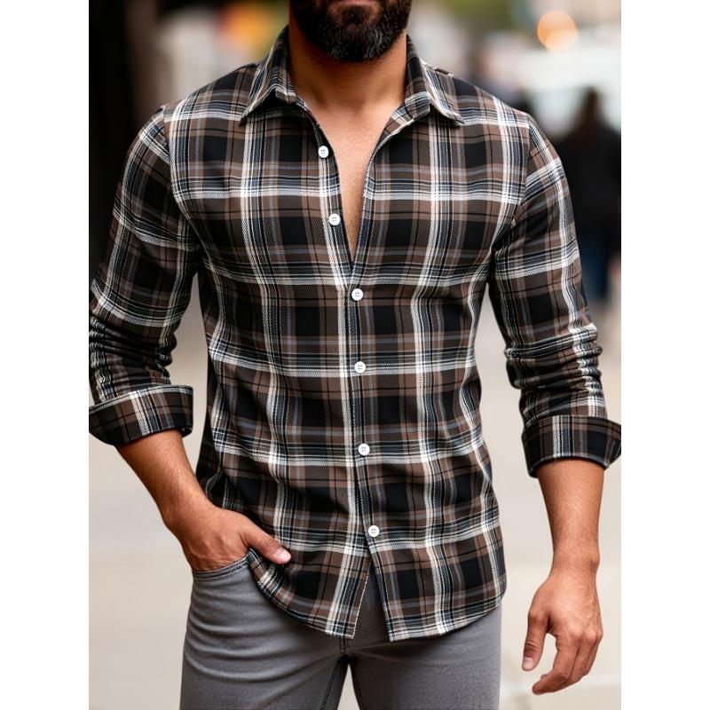 Color-woven plaid button-up long sleeve S