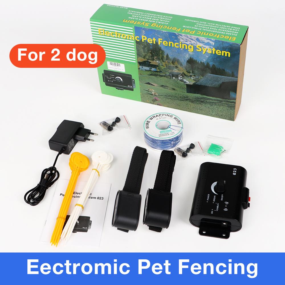 023 Dog Electric Fence Shock Training Collar Electronic Pet Fencing System Adjustable Control Range Wired Containment System