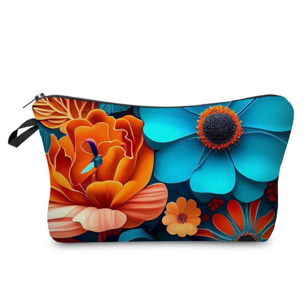 Women Flower Print Cosmetic Bag Toiletries Organize Travel Storage Case  6394 CLE