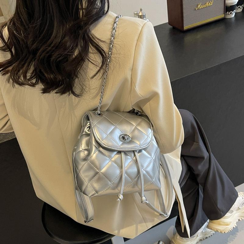 Schulrucksack Koreanische Version von lässiger Rautenketten-tragbarer kleiner Rucksack 1011 Frühling und Sommer neue ausländische Stil Einzel-Schulter schräg überwerfbar