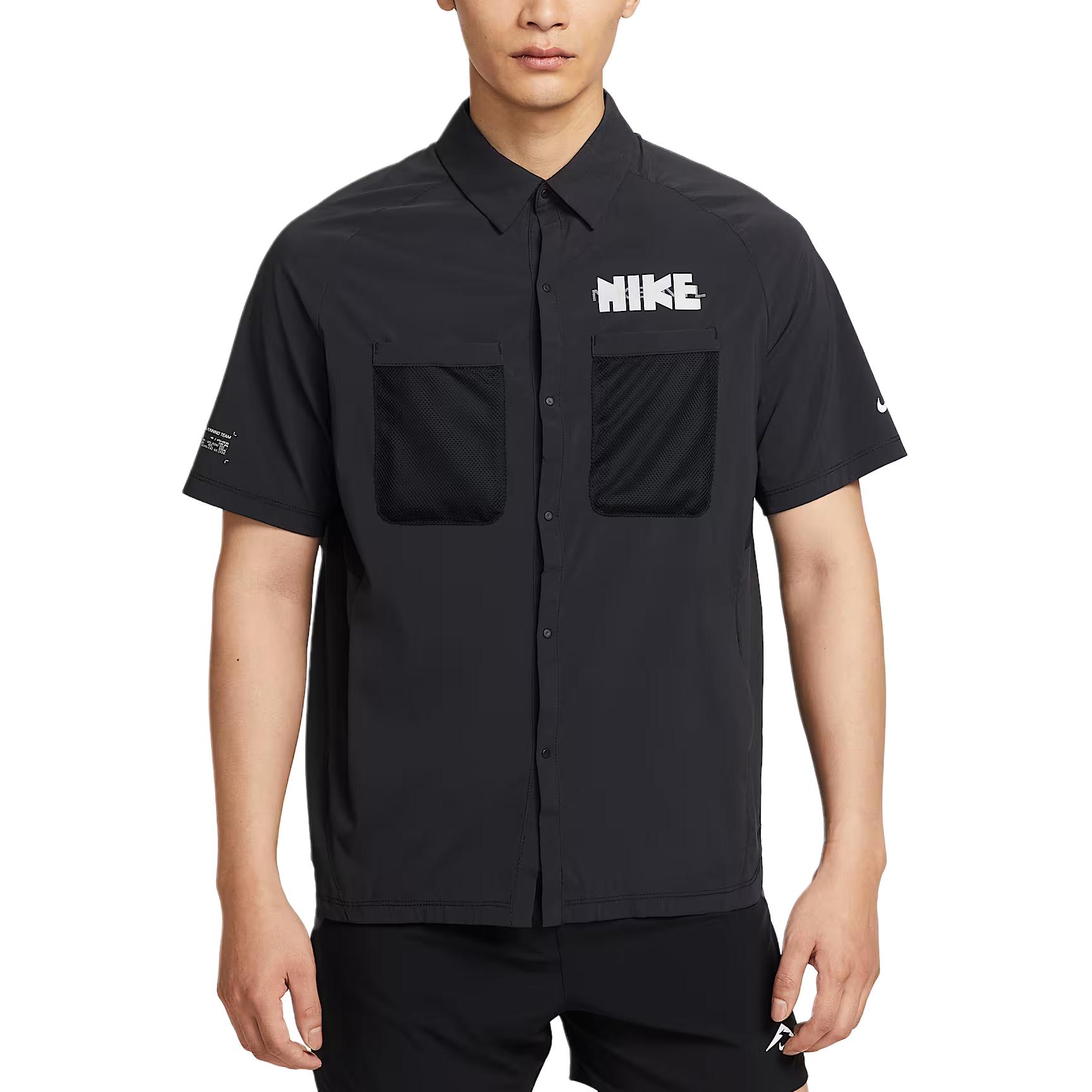 Nike Dri Fit Shirts Men s Black Lapel Moderate IH4510-010 L