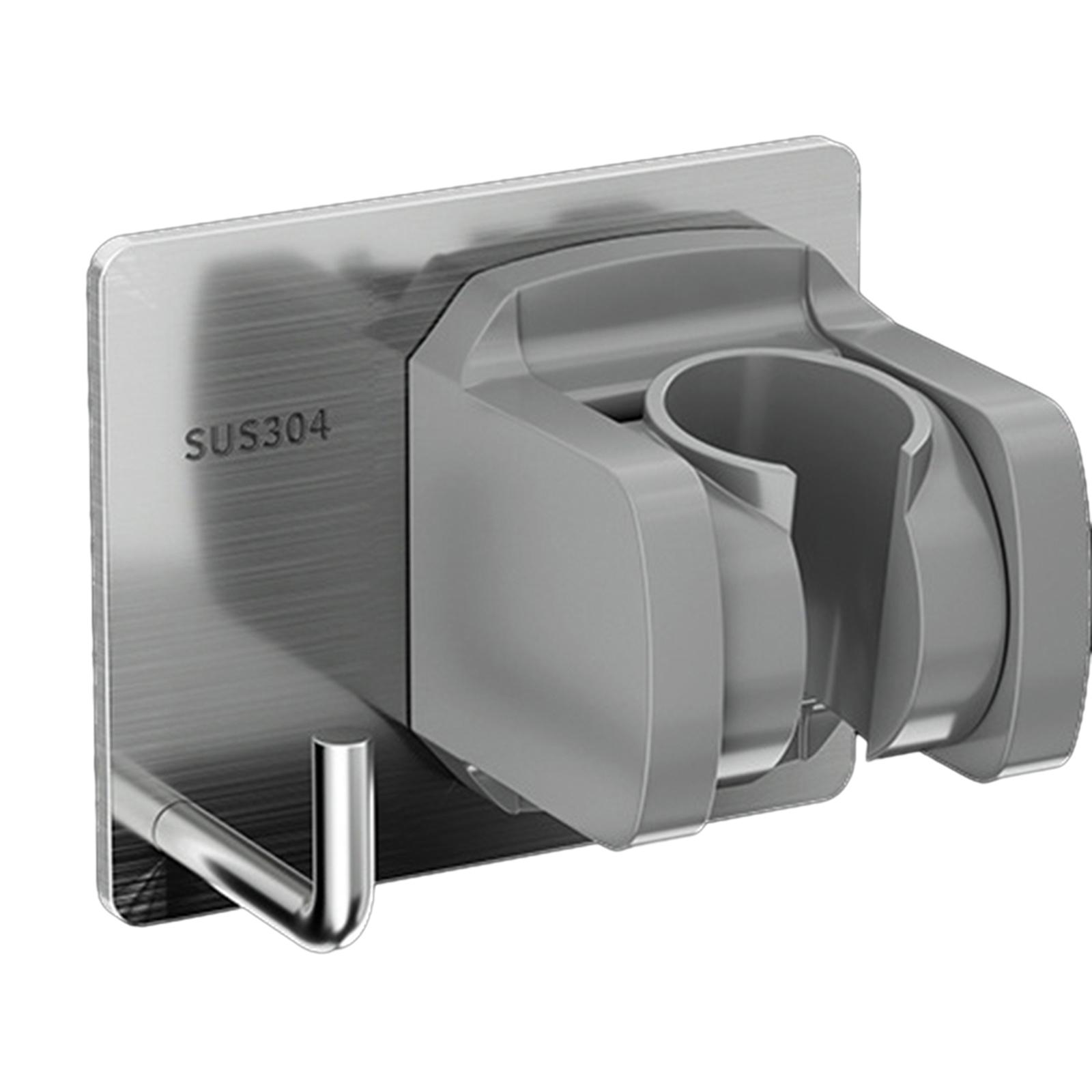 

Universal Stainless Steel Showerhead Holder Wall Mounted Punch Free Household Adjustable Self Adhesive Bathroom Shower Bracket сірий