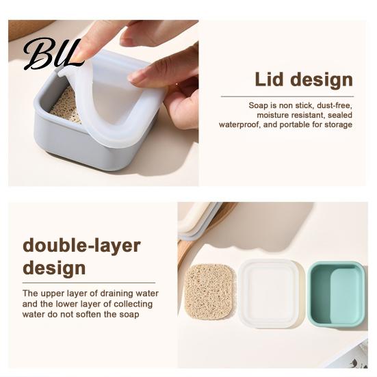 Food Grade Silicone Soap Dish Portable Box with Lid, Travel Mini Square Waterproof Container for Hiking Case, Reusable Camping Gym And Home
