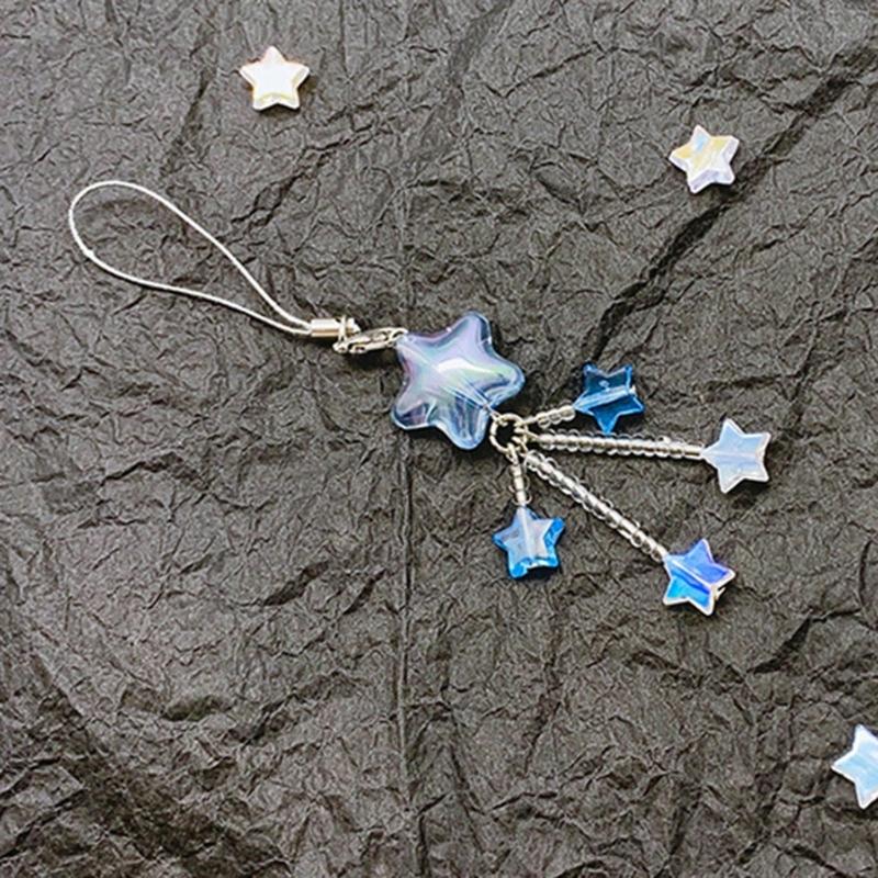 Star Bead Tassels Pendant Phone Charm Hanging Rope Cute Phone Chain Strap Bag Decoration Lanyard Keychain Accessories
