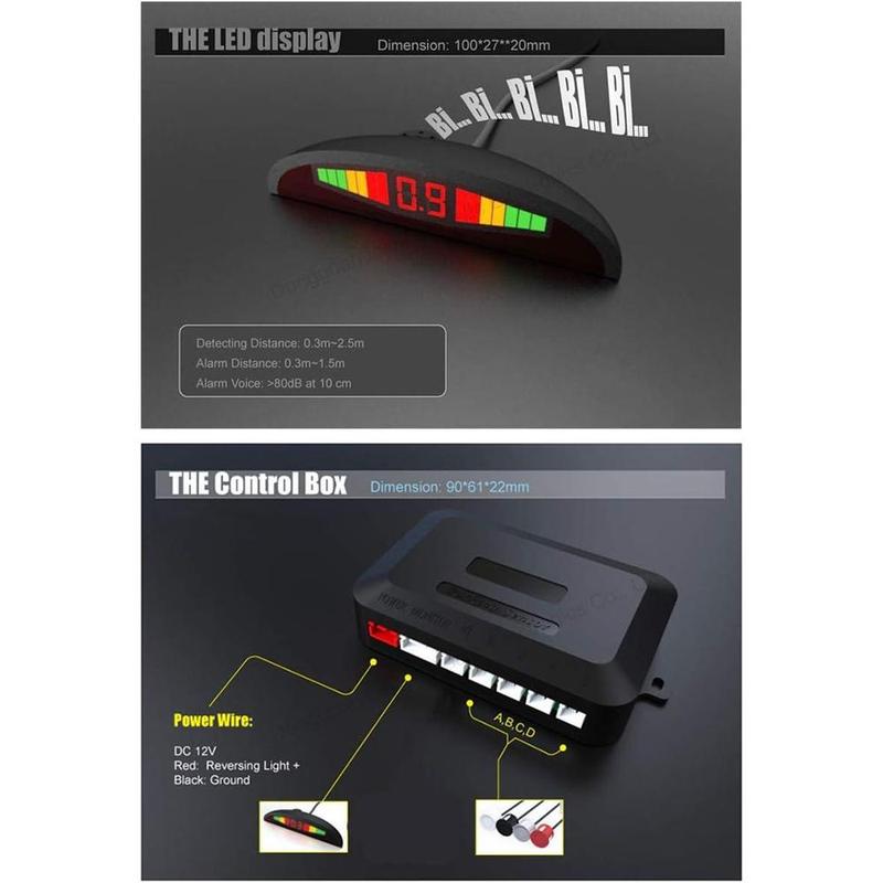 Car Parking Sensor System for 24V Vehicles, Buses Black ABS Backup Monitor Detector Assistant