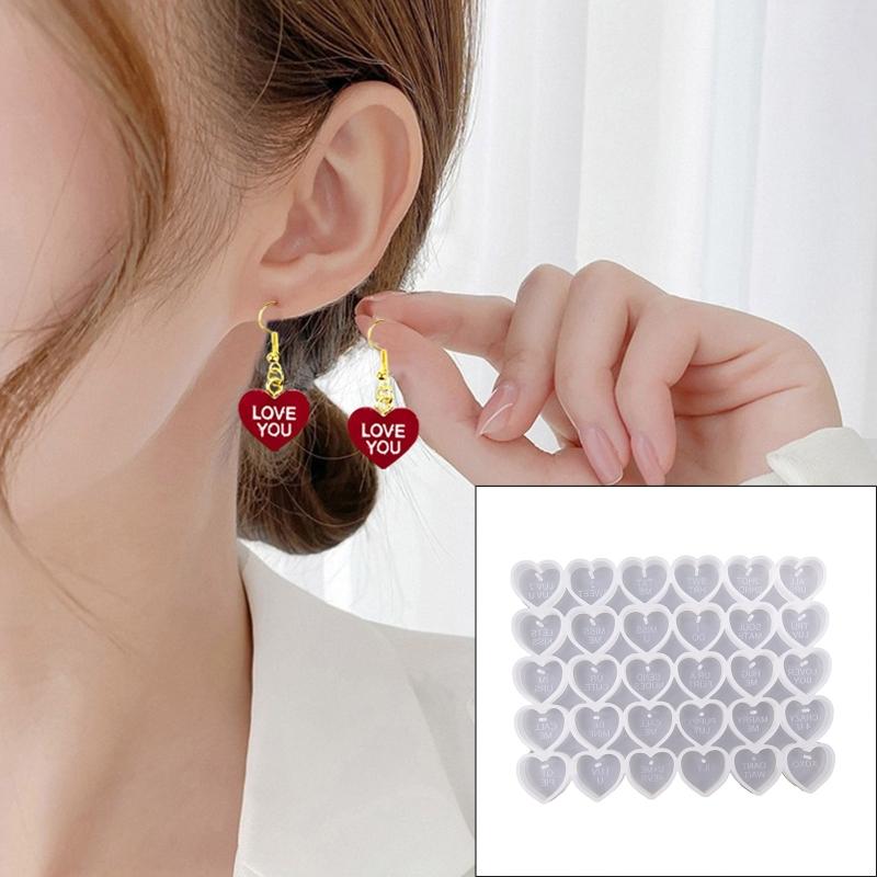 Diy Crystal Epoxy Mold Earrings Pendant Jewelry Mold Hanging Pendant Decoration Love Heart Shape Mirror Silicone Mold