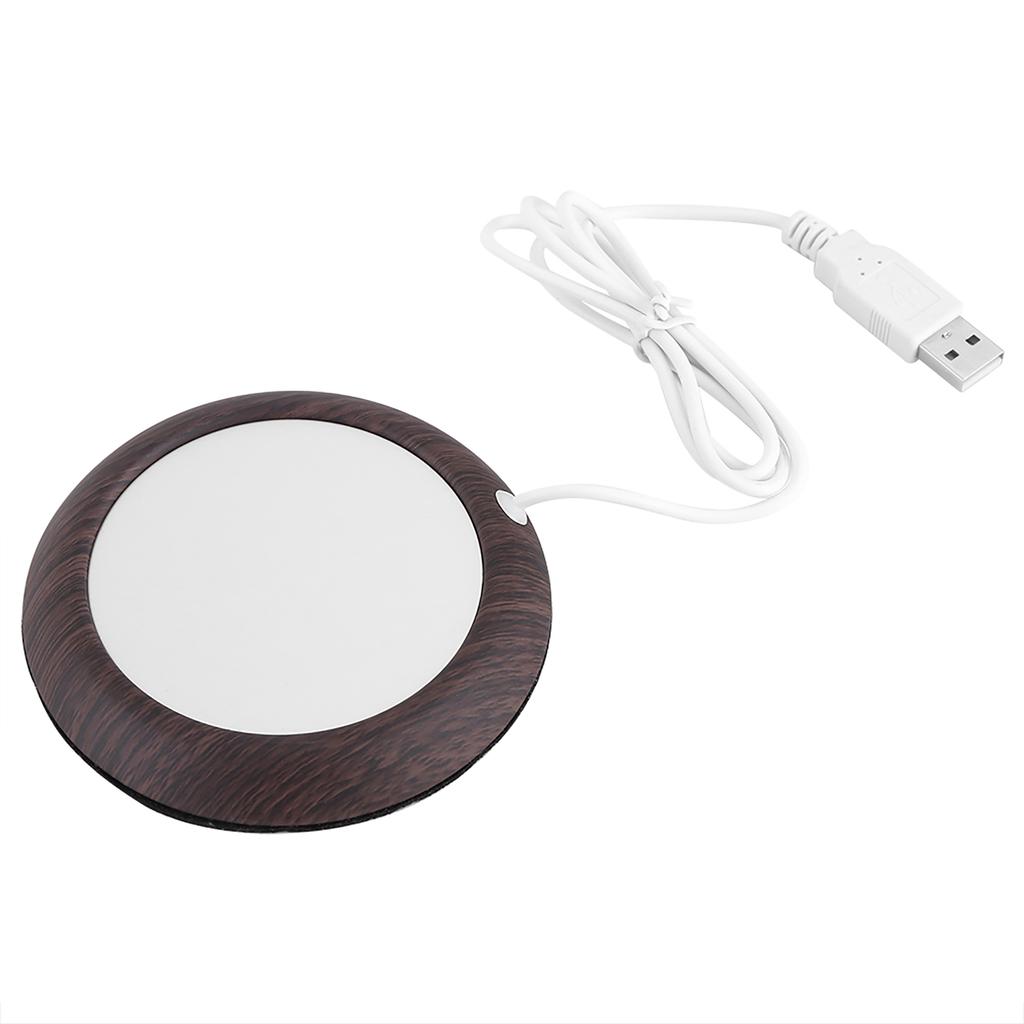USB Cup Warmer Heat Beverage Mug Mat Office Tea Coffee Heater Pad Dark Wood Grain