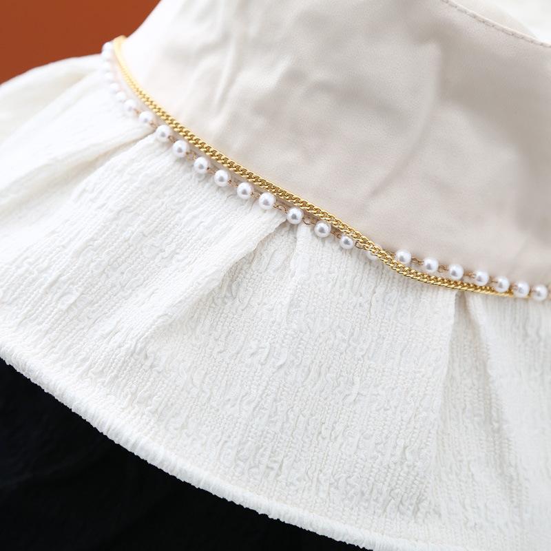 Hat Women's Summer Bucket Hat New Fashion Pearl Chain Sun Protection Versatile Sun Hat Shows Small Face