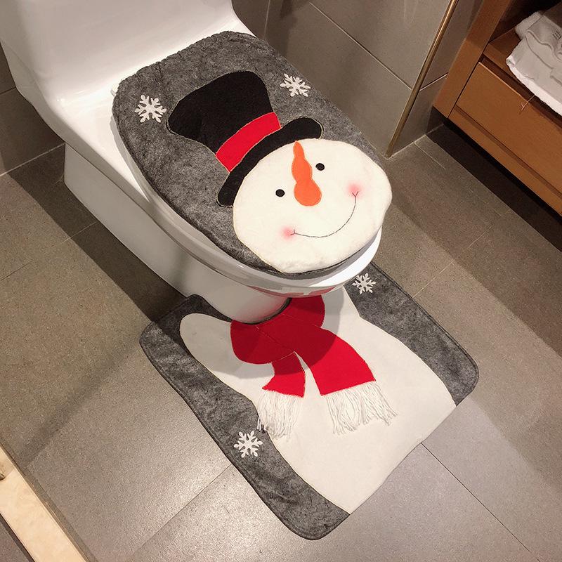 Mingguan Christmas Santa Toilet Set: Seat Cover, Floor Mat, Tank & Tissue Covers, 2-Piece Ornament Set