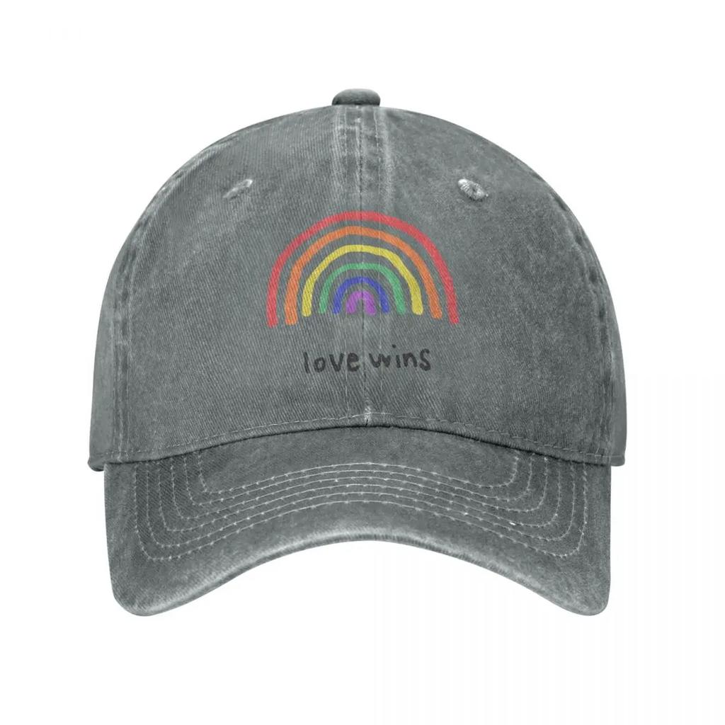 LGBTQA Pride Love Wins Baseball Cap Distressed Washed Sun Cap LGBT Pride Gay Legalize Gay Rainbow Outdoor Activities Caps Hat
