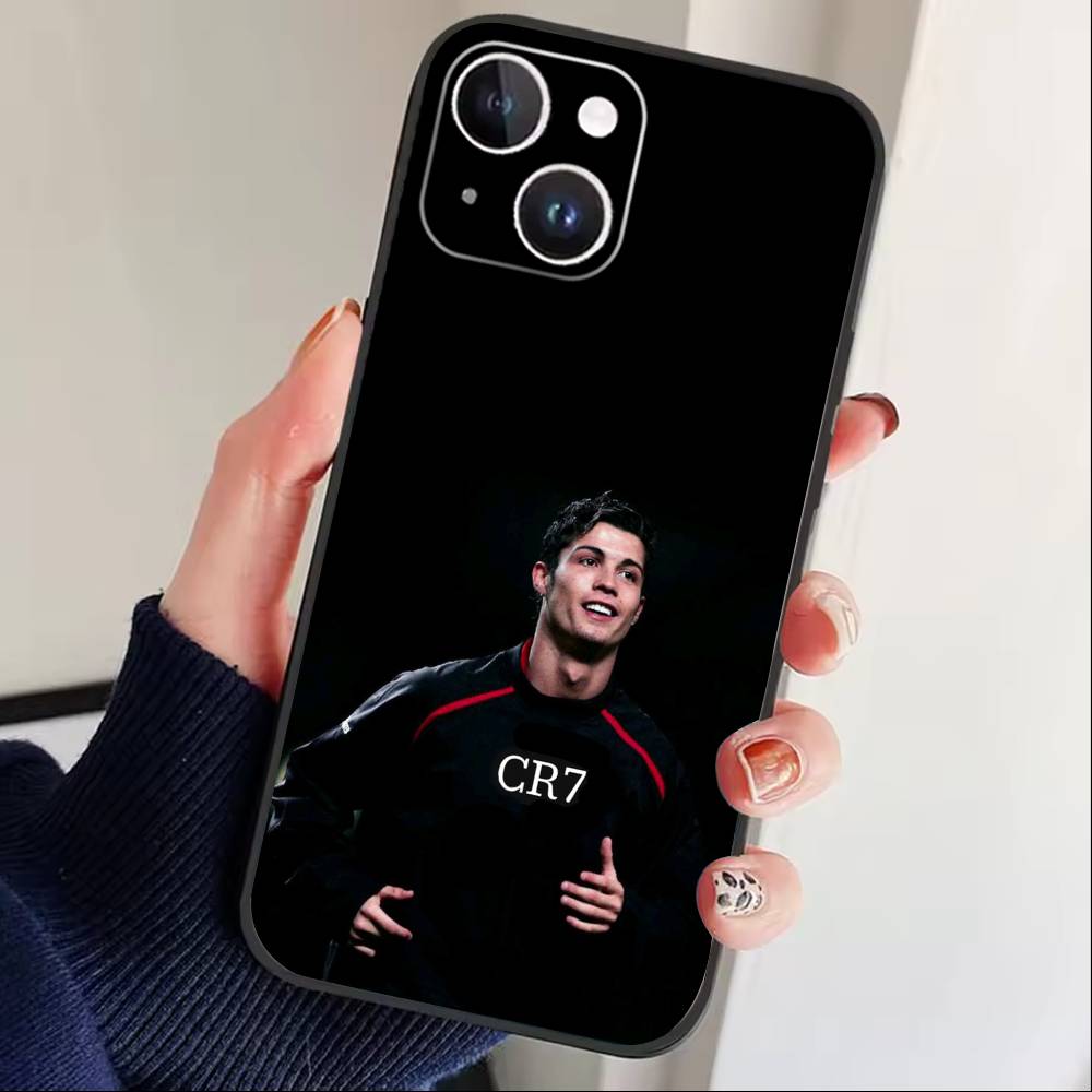 Player L-Ronaldo C-CR7 Phone Case For iPhone17,16,15,14,13,12 Plus,Max Soft Silicone Black Cover iPhone15promax