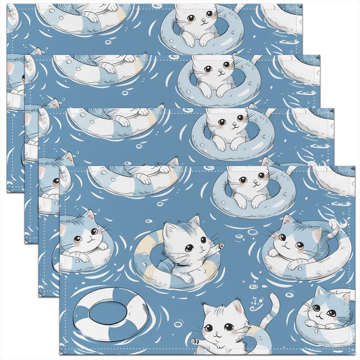 

Cat Placemats Set of 4 18 x12 Kids Cats Butterfly Table Place Mats for Boys Girls Teens Cute Kitten Floral Placemat 4pcs-12x18