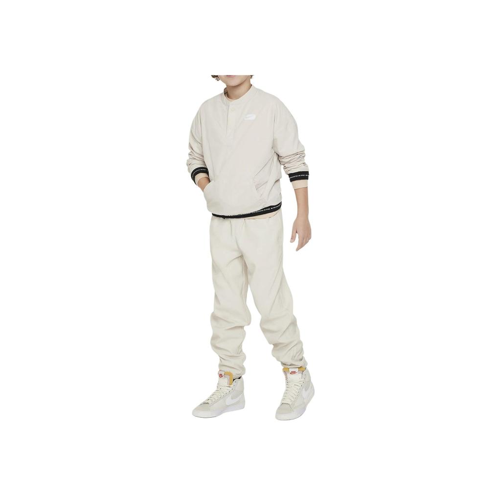 Nike Solid Color Drawstring Cuffed Casual Pants Kids bottoms Brown FN8293-104