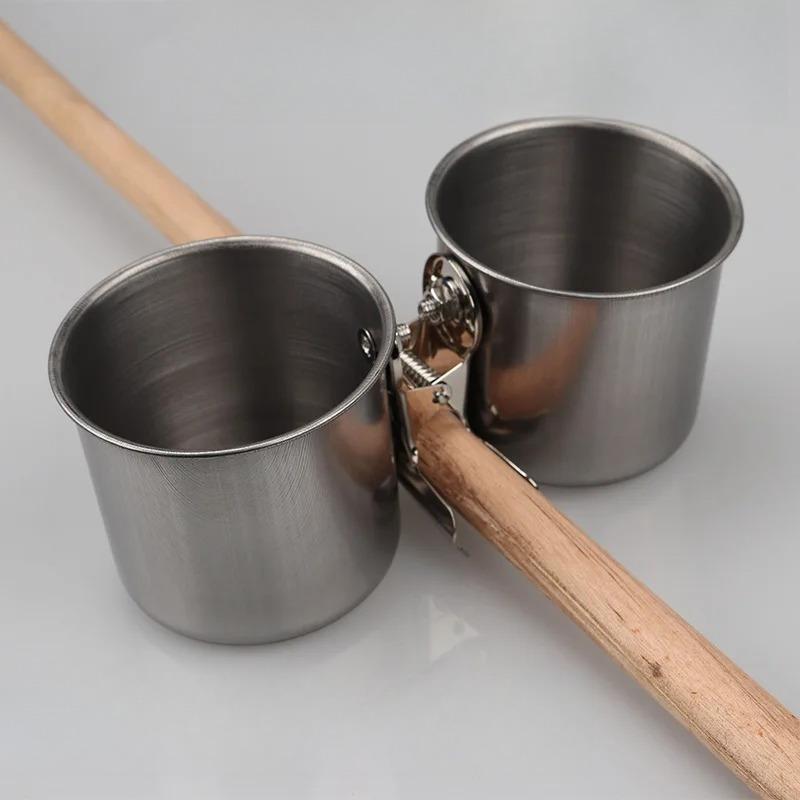 Stainless Steel Bird Feeding Bowl with Clamp, Parrot Food Water Cup,Cage Mounted Feeder Dish for Cockatiel Budgie Lovebird Finch