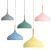 Nordic Colored Chandelier Wooden Pendant Light Bedroom Living Room LED Lamp Single Head Aluminum Children Room Lighting Fixture