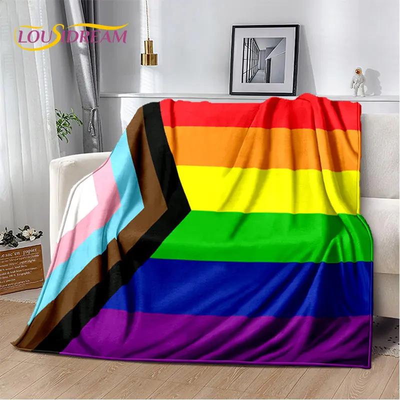 Pătură moale de pluș cu iluzie de culoare cromatică curcubeu, pătură de flanel pentru sufragerie dormitor pat canapea husă de picnic