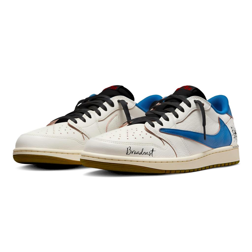 Travis Scott X Jordan Air Jordan 1 Scarpe da Basket Vintage Donna Low top Blu DZ4137-700(Team1897-)