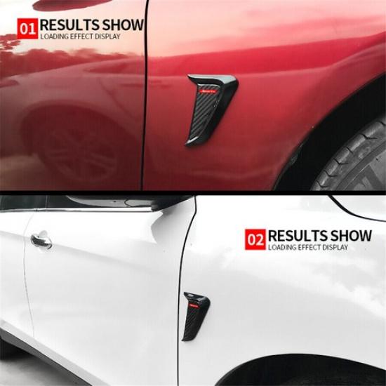 Carbon Fiber Car Side Fender Shark Air Vent Decor Wing Cover Trim Universal 2pcs