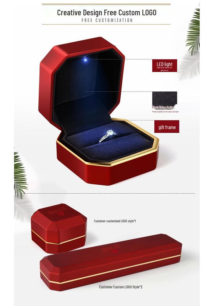 LED Light Lacquer Jewelry Box for Pendants, Bracelets, Rings, Charms, Bangles, Diamonds, Necklaces, and Couple Rings.