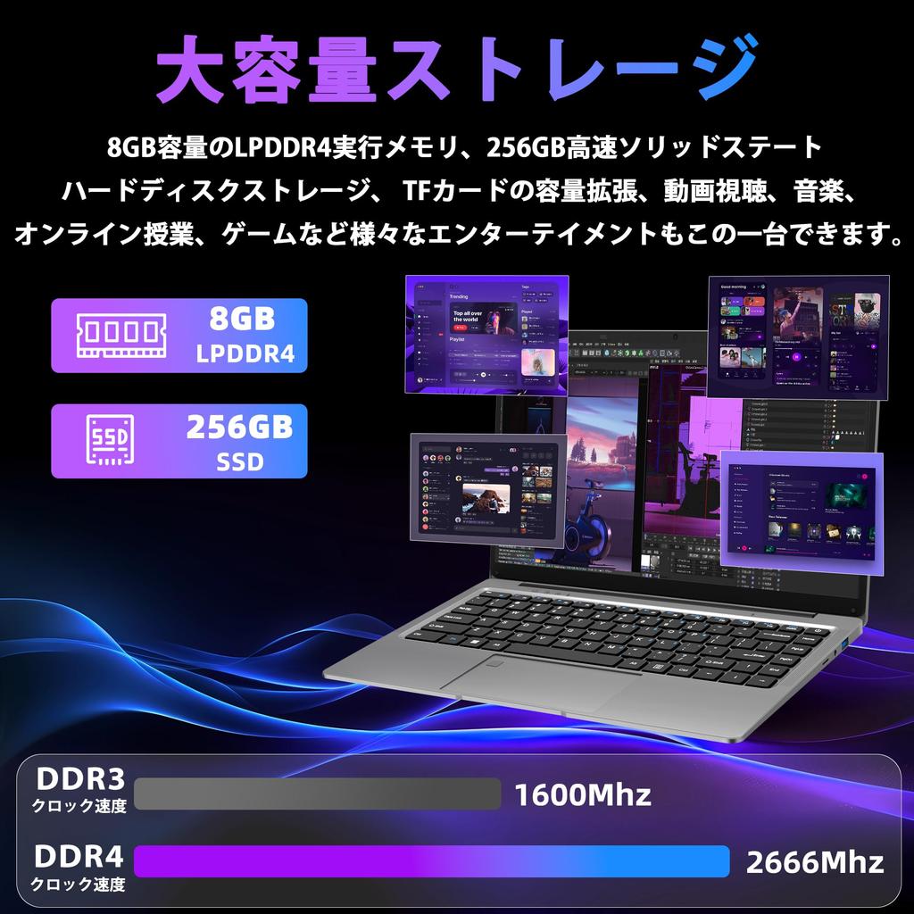 Laptop with MS Office Windows 11 IPS Quiet Celeron J4105 CPU than the N4000 and 8GB DDR4 256GB Japanese Keyboard with USB x and SSD Expansion 8GB