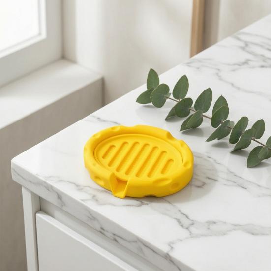 Soap Box, Cheese Shape with Removable Drain Layer, Quick Cleaning Anti-Slip Soap Holder, for Bathroom Countertop