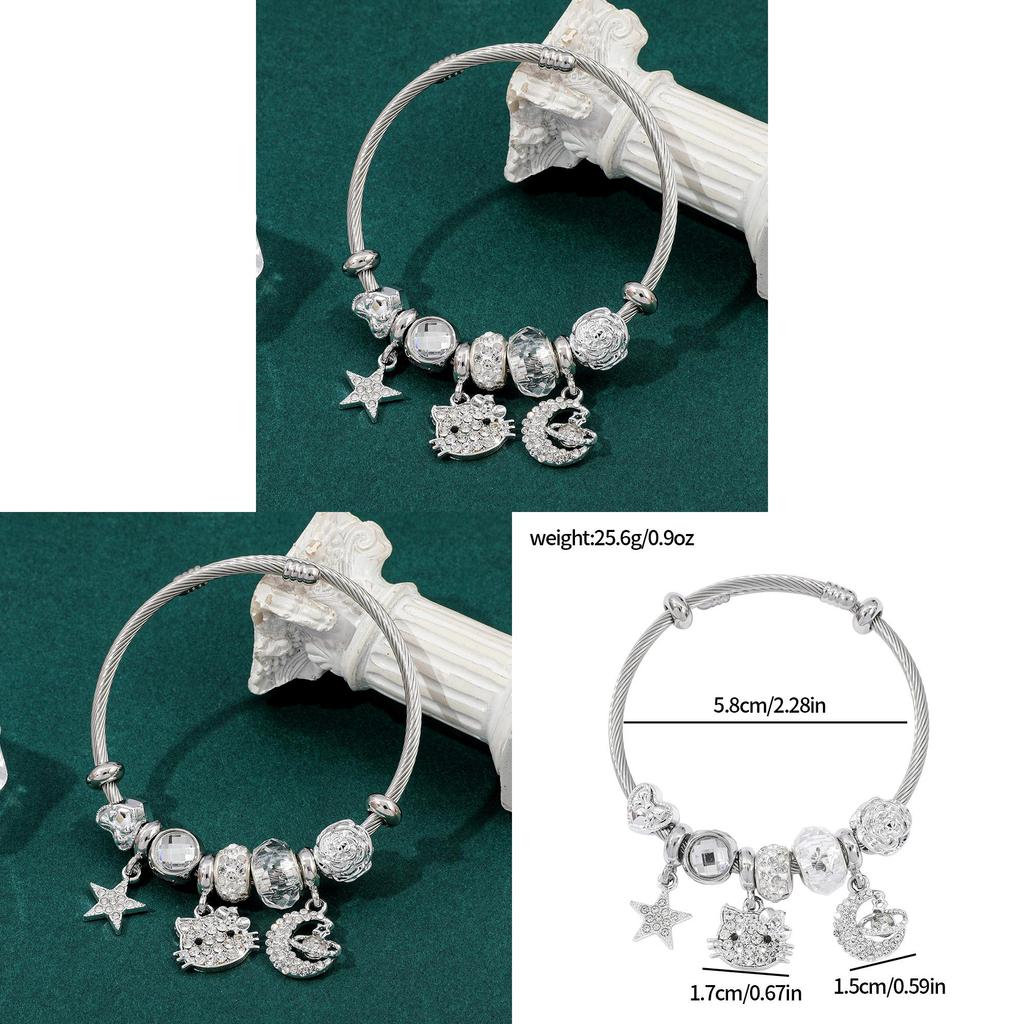 Gioiello per Mano Hello Kitty con Ciondolo Micropavé per Regalo e Souvenir di Viaggio